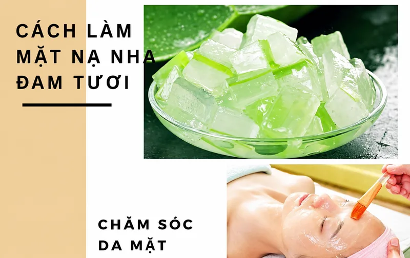 Cách làm mặt nạ nha đam gồm loại bỏ vỏ xanh, nhựa vàng, rửa gel và thoa một lớp mỏng