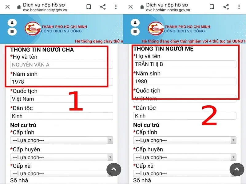 Người dân nộp hồ sơ tại cơ quan hộ tịch có thẩm quyền hoặc qua dịch vụ công.